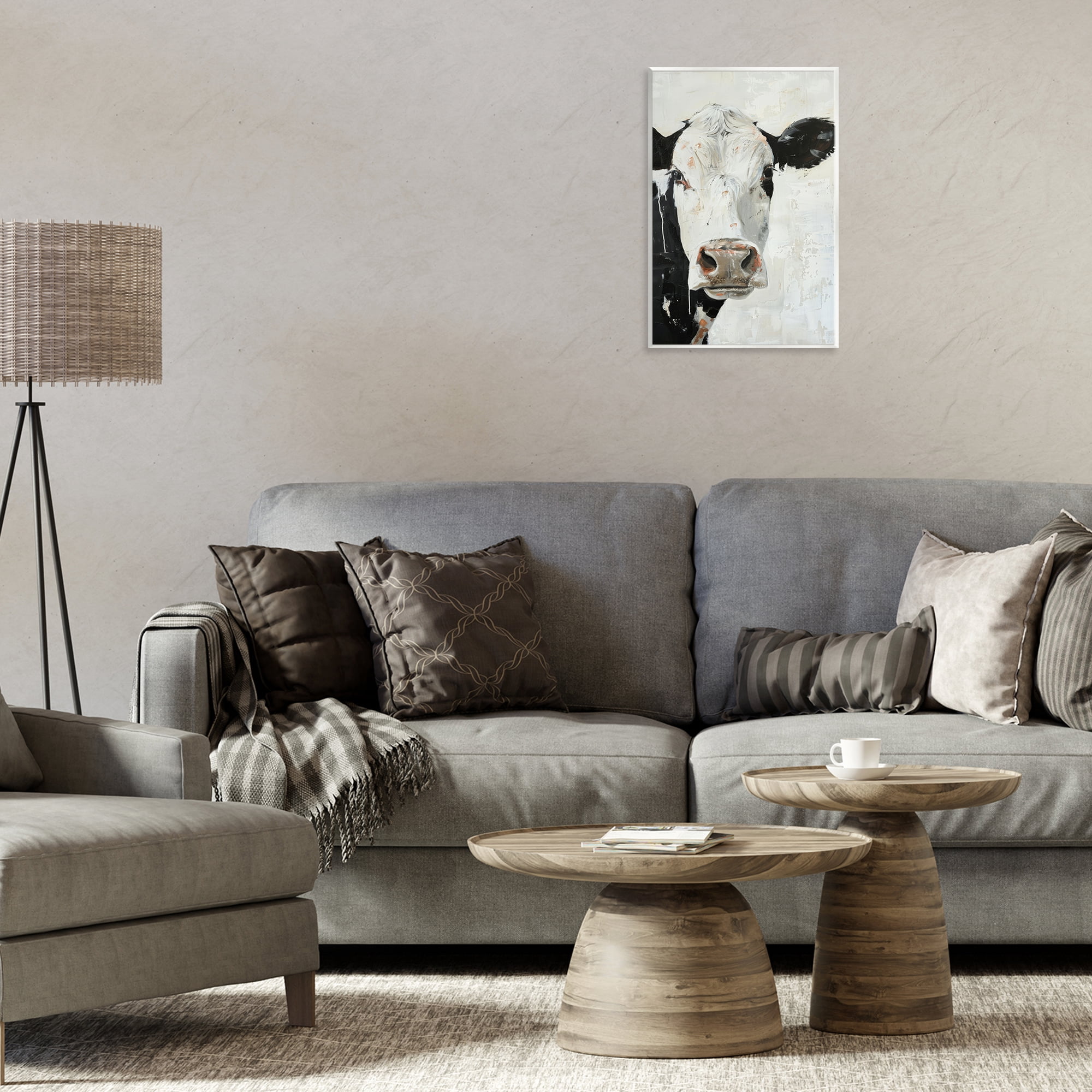 Stupell Industries Up Close Cow Animals & Insects Painting Unframed Art Print Wall Art, 10 x 15