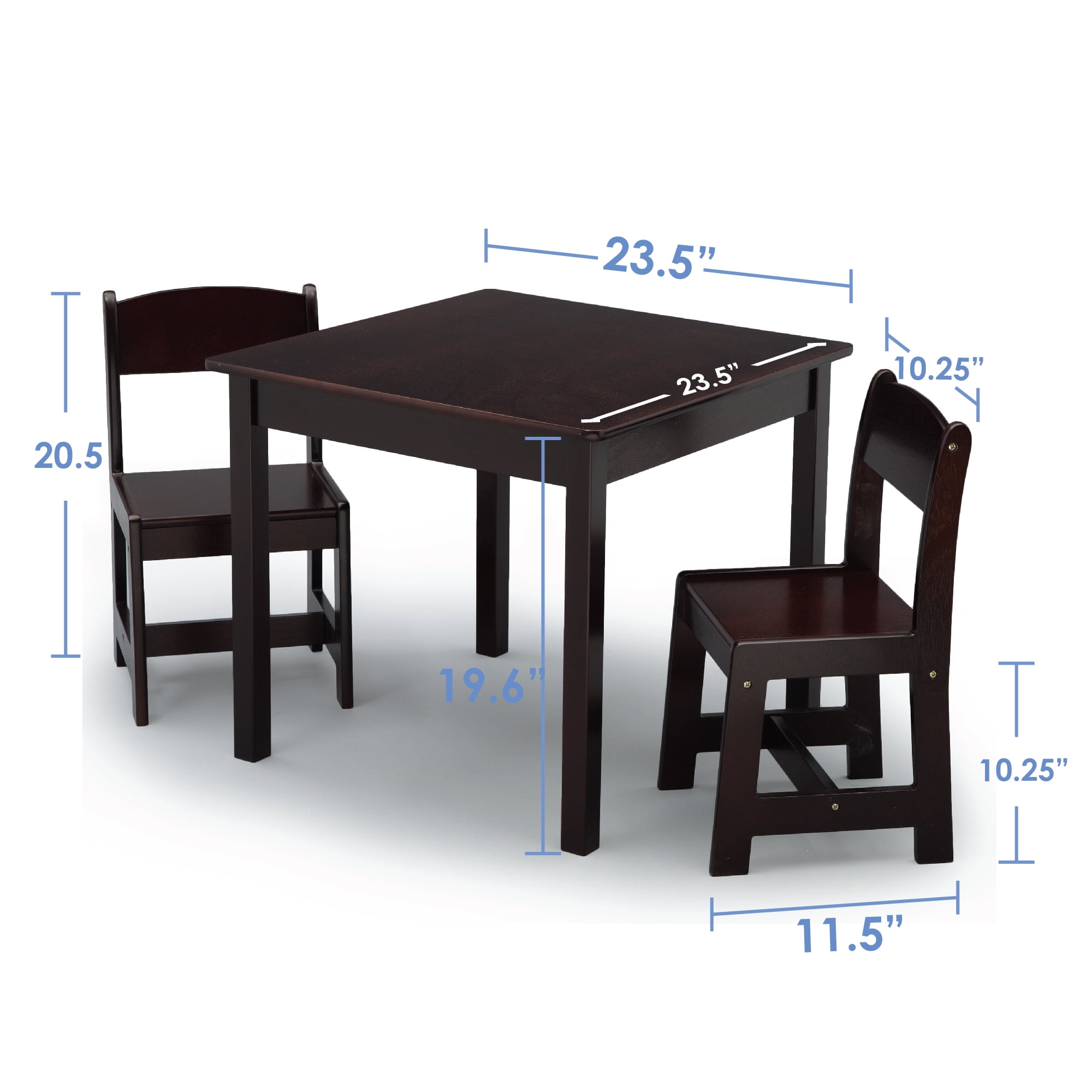 Delta Children MySize Wood Play Table and Chair Set (2 Chairs Included) - Greenguard Gold Certified, Dark Chocolate