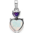 thumbnail image 3 of 14K White Gold Heart Created Opal And Amethyst Pendant (Width 7.8) (Length 20.55) - Jbsp, 3 of 5