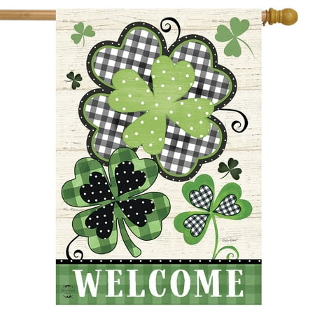 Briarwood Lane Patterned Shamrocks Welcome House Flag