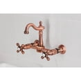 thumbnail image 4 of Kingston Brass KS244AXAC Heritage Double-Handle 2-Hole Wall-Mount Bridge Kitchen Faucet in Antique Copper, 4 of 8
