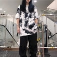 thumbnail image 5 of Women's Casual Round Neck Tie Dye Print Short Sleeve Loose Pullover Simple, 5 of 5