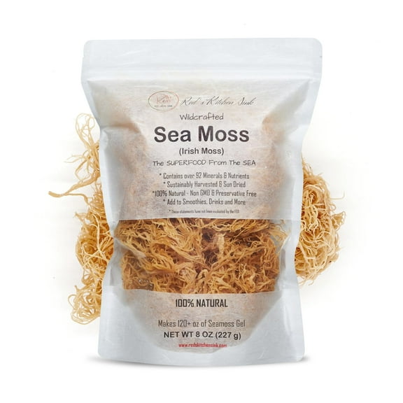 Premium Raw Sea Moss – Wildcrafted from St. Lucia, Sun-Dried, 100% Natural, Non-GMO, 8oz