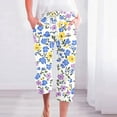 thumbnail image 2 of Floral Print Casual Capri Pants 2025 Women's High Waist Drawstring Capris Loose Straight Leg Pant Daily Loungewear, 2 of 5