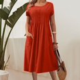 thumbnail image 2 of Suumer Plus Size Womens Dresses Solid Color Short-sleeved V-neck Casual, 2 of 6