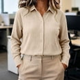 thumbnail image 5 of CBASIHI Womens Waffle Knit Cotton Button Down Shirts- Long Sleeve Collared Relaxed Fit Casual Fall Tops with Chest Pocket Beige Size S-2XL, 5 of 7