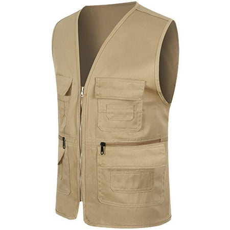 Men's Pocket Travel Fishing Photograph Waistcoat Cargo Outdoor Vest Coat