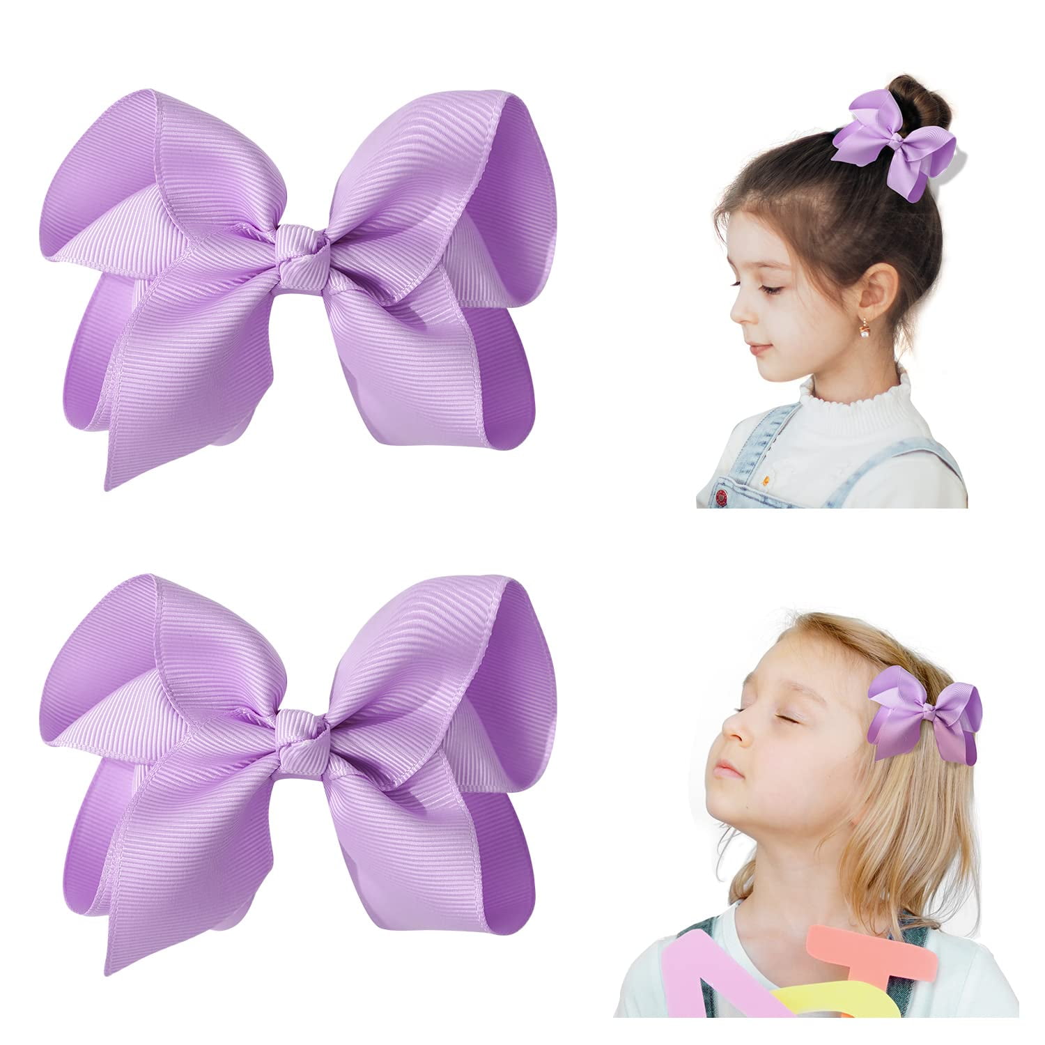 Southwit 2 PCS 6 Big Hand-made Grosgrain Ribbon Solid Color Hair