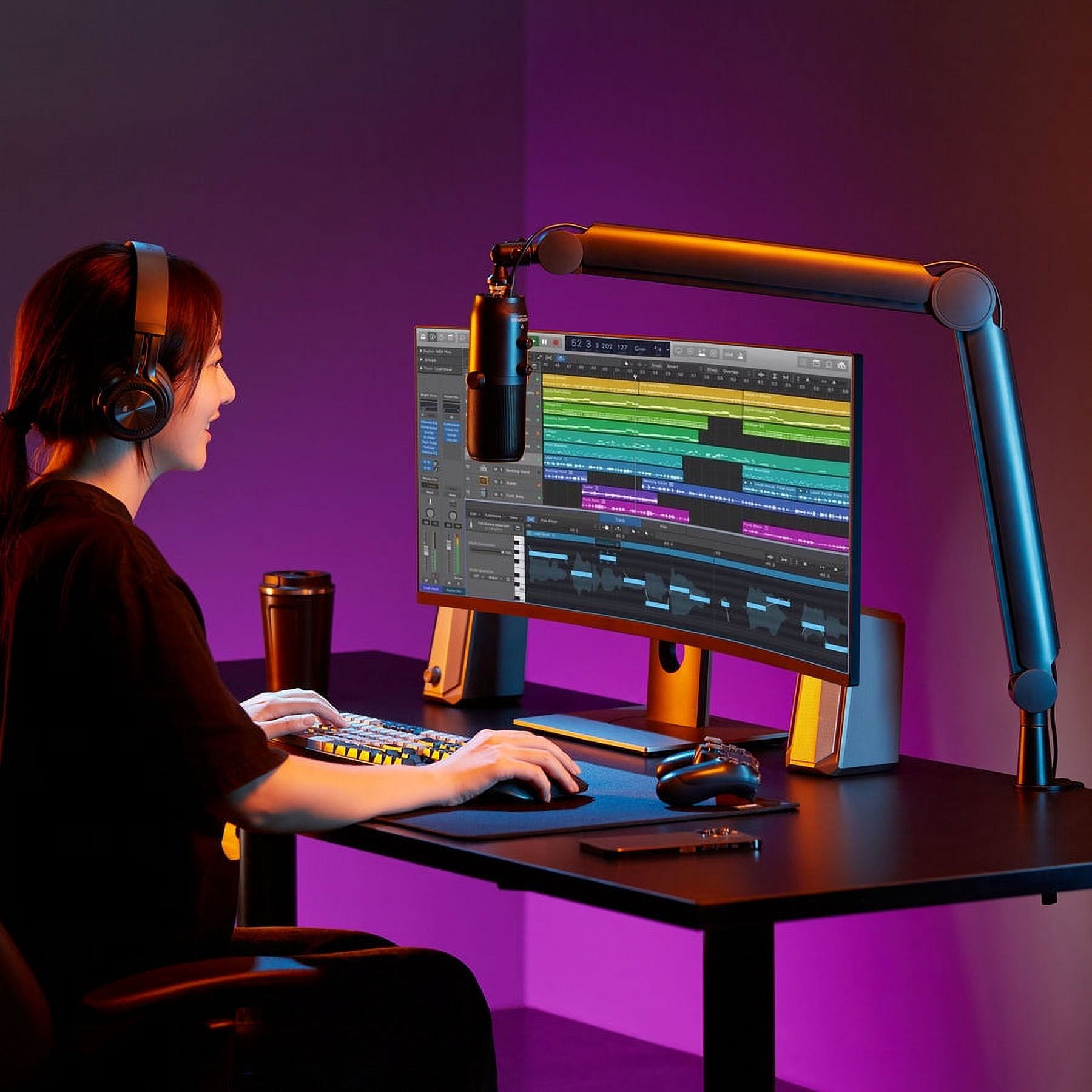 Mount-It! Full Motion Microphone Boom Arm for Podcasts, Meetings, Recordings
