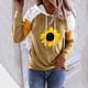 thumbnail image 2 of Gibobby Túnica de moda Camisetas de manga larga, sudaderas holgadas con capucha, sudaderas informales con bloques de color, sudaderas con capucha de para mujer con patrón Floral （Caqui， L), 2 of 4