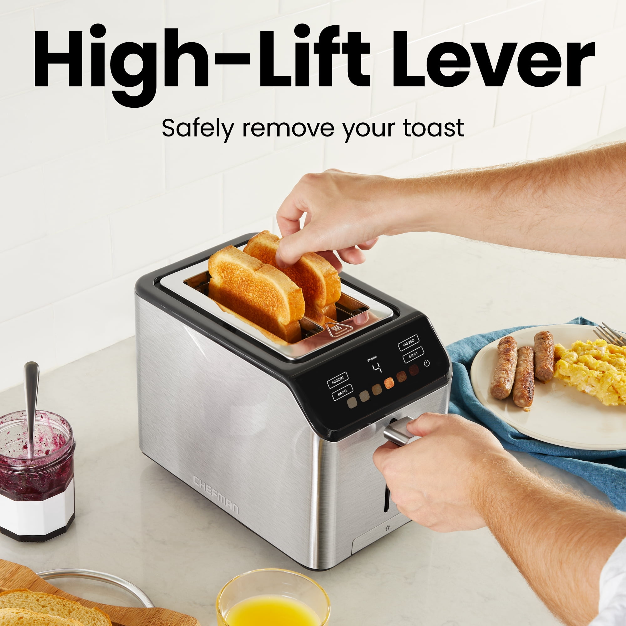 Chefman Smart Touch 2 Slice Digital Toaster with 6 Touchscreen Shade Settings – Stainless Steel