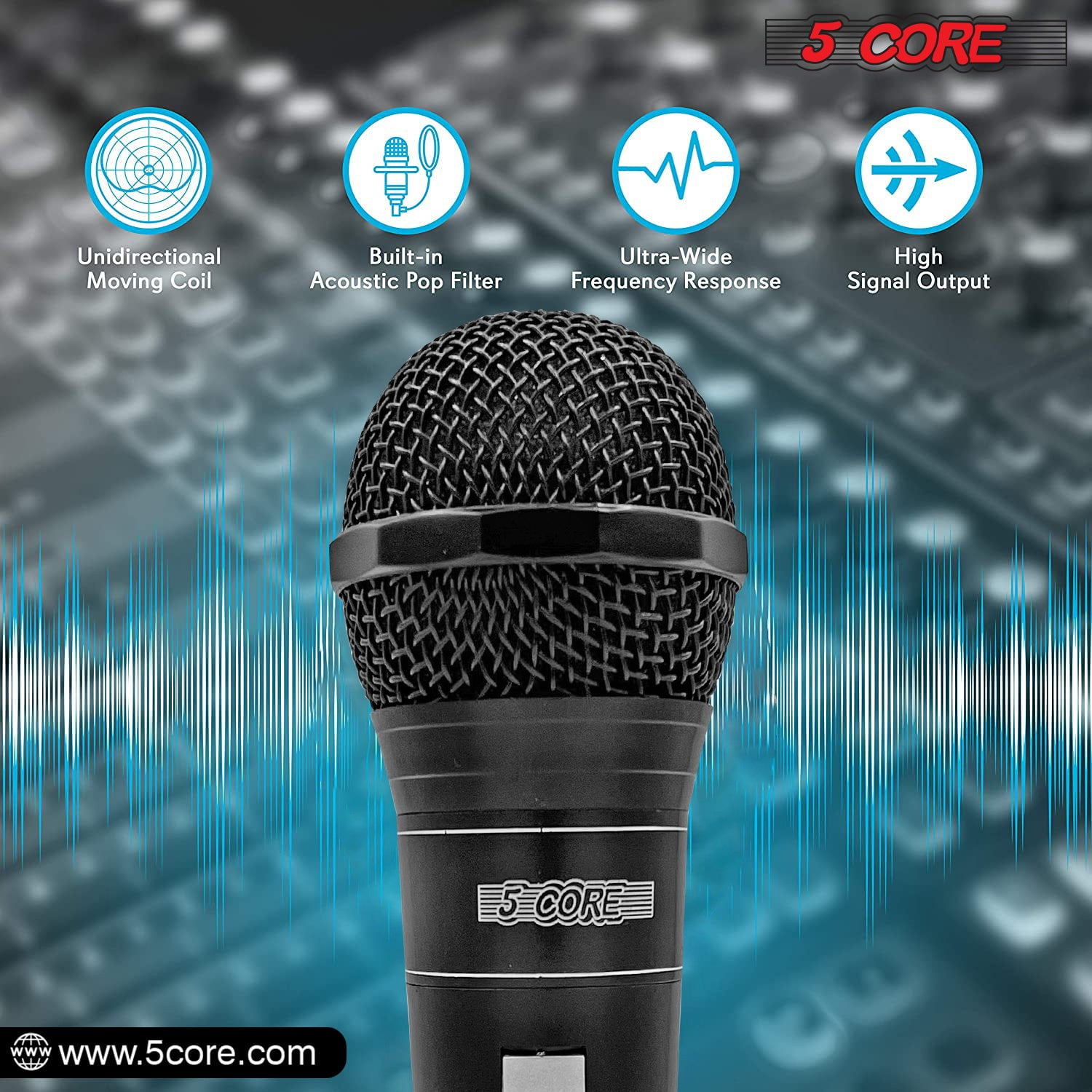 5Core XLR Microphone Dynamic Mic Karaoke Singing Studio Mics Handheld Microfono