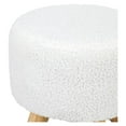 thumbnail image 7 of KriKac Small Round Ottoman Foot Rest Stool Teddy Velvet Padded Seat Footstool Ottoman with Non-Skid Wooden Legs (White,Teddy Velvet), 7 of 7