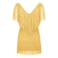 thumbnail image 5 of Dezsed Fringe Tassel Club Party Prom Dresses for Women Sexy Deep V-Neck Backless Bodycon Dress Summer Mini Dress 2024 Gold XL, 5 of 5