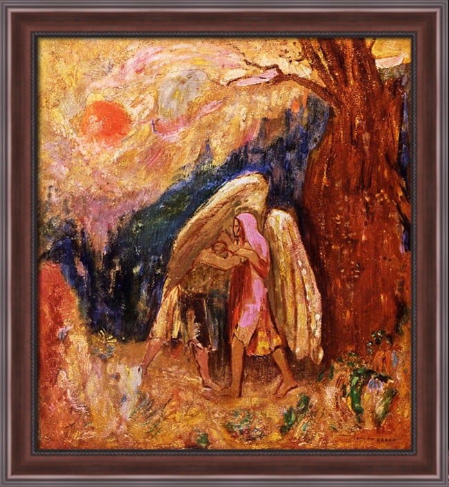 Art Fabric HD Print Oil Painting Odilon Redon Jacob and the Angel Wall Decor