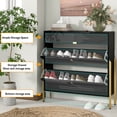 thumbnail image 5 of Juiluna Modern Shoe Cabinet With 2 Flip Drawers, 1 Slide Drawer Freestanding Shoe Rack For Hallway, Entryway Narrow Shoe Cabinet, Black 39'' H X39.4 '' W x 10'' D, 5 of 9