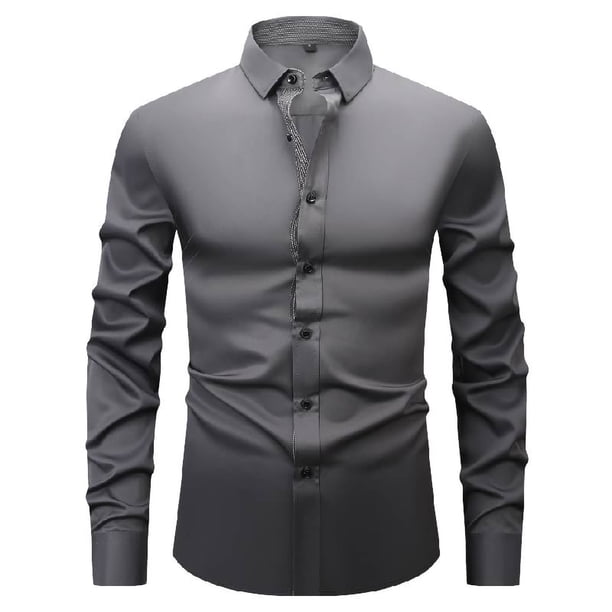 pstuiky Camisas para hombre de manga larga, Camisa de hombre con bloques de color, camisa ligera de negocios de manga larga, camisa de solapa de manga larga para hombre camisetas de hombre xl