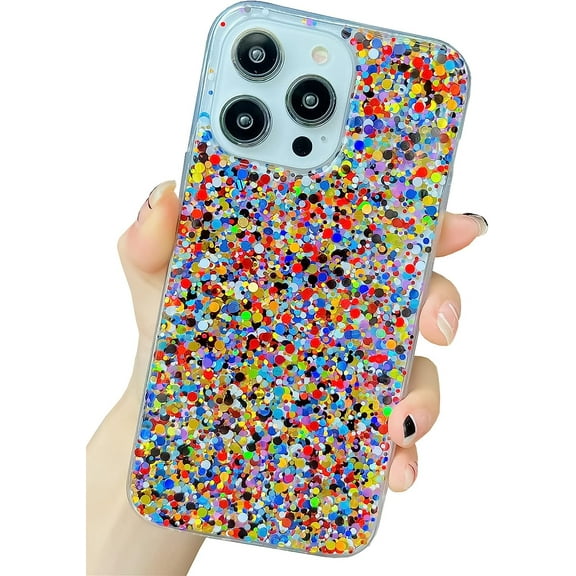 for iPhone 14 Pro Max Case Clear for Women, Sparkle Glitter Girly Case Shockproof Protective Hard Cover Case Designed for [ONLY] iPhone 14 Pro Max - 6.7 inch (Colorful)