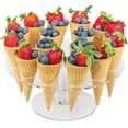 thumbnail image 1 of Soporte para cono de helado con 16 agujeros, soporte para exhibición de cono de helado, soporte para magdalenas, soporte de exhibición de cono acrílico transparente, 1 of 5