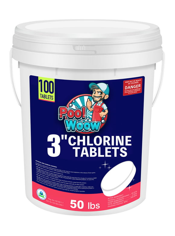 Poolwoow 50 Lbs 3 inch Chlorine Tablets for Pool chemicals, Swimming Pool Supplies, Tabs