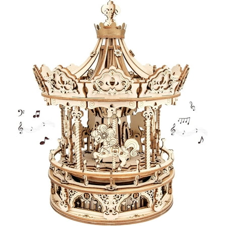 ROKR Music Box 3D Puzzles,Carousel Model Building Kits,Christmas Birthday Gift for Kids Girls Daughter Wife Girlfriend