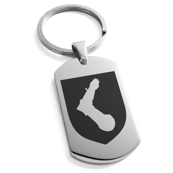 Stainless Steel Arm Armor Leadership Coat of Arms Shield Engraved Dog Tag Keychain Keyring