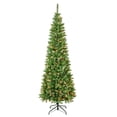 thumbnail image 3 of 7.5 ft. Pre-Lit Artificial Rowan Pencil Slim Christmas Tree, Green, 350 Multicolor Lights, Includes Stand, 3 of 6