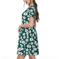thumbnail image 2 of Sikiie Daisies Flowers Print Women's Short-sleeved Dress, Round Neck Slim Knee-length Dress, Summer Clothing Suitable for Daily Leisure and Vacation, 2 of 6