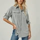 thumbnail image 2 of Ropa de trabajo para mujer,Camisa de manga larga para mujer con protección solar UPF 50, de poliéster de secado rápido, con cuello en V para pesca y senderismo, sopatenor, 2 of 9