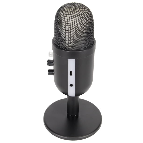 Micrófono De Condensador USB, Control De Ganancia Giratorio, Cancelación De Ruido, Salida De Auriculares Para Micrófono De PC Con Procesamiento De Reverberación Para