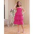 thumbnail image 4 of IBTOM CASTLE Girl Sleeveless Ruffle Formal Wedding Tiered Tulle Dress Teen Pageant Birthday Homecoming Prom Outfits Junior Graduation Dress 15-16 Years Hot Pink, 4 of 7