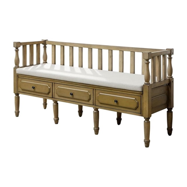 Bowery Hill Solid Wood Natural Tone Storage Bench Rectangular 60" Unassembled