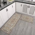 thumbnail image 3 of Boho Light Brown Pattern Kitchen Rugs and Mats Sets Of 2, Funny Kitchen Decoration Rubber Backing Non-Slip Absorbent Mats for Sink Waterproof Runner Rug for Laundry Room 17x30+17x48inch, 3 of 7
