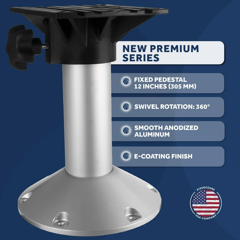 Boat Seat Pedestals, Pedestal Boat Seat Base, Fixed Height 12 Inches, 360 Degree Seat Base Rotation, Premium Marine-Grade Aluminum with E-Coating