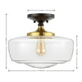 thumbnail image 6 of JONATHAN Y Marfa 14" Glass/Iron Farmhouse Modern LED Flush Mount, Oil Rubbed Bronze/Brass Gold, JYL7517E, 6 of 9