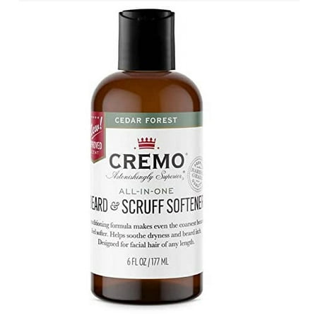 Cremo Cedar Forest Beard & Scruff Softener, Softens and Conditions Coarse Facial Hair of all Lengths in Just 30 Seconds, 6 Oz.