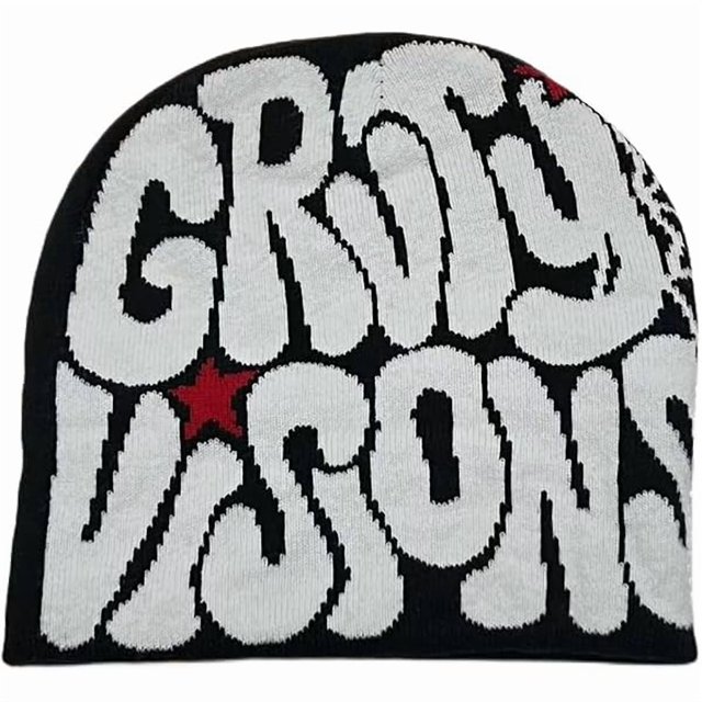 wonima44 Y2K Beanies Letter Printing Knitted Hat Fashion Hip Hop Trend Beanie Winter Warm Woolen Hat for Women Man Pullover Hat