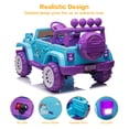 thumbnail image 5 of 12V Electric Kids Car Toy Unicorn Ride On Car with Remote Control, DIY Stickers, MP3, LED Lights, Full Function Doors, Four Wheels Suspension, 2 Motors, Purple / Cyan, 5 of 7