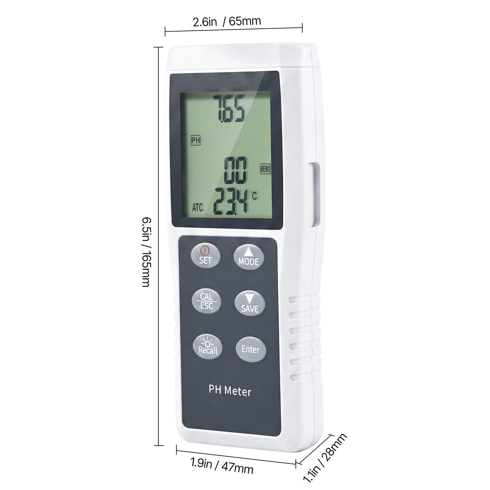 KFFKFF Portable pH Meter with 0-14 pH Range, Waterproof IP68 Probe, 3-Point Auto Calibration, Tester Kit Including Calibration Powder, Temperature Probe, and Carrying Case for Water Quality