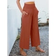 thumbnail image 6 of ZANKLEY Womens High Waist Smocked Wide Leg Flowy Pocketed Summer Lounge Beach Casual Pants, 6 of 10