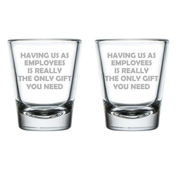 Set of 2 Shot Glasses 1.75oz Shot Glass Gift Having Us As Employees Is Really The Only Gift You Need Funny For Boss