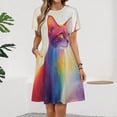 thumbnail image 2 of Rainbow Colored Cat Dress Fashion Beach Short Sleeve Dresses Female Party Printed Sundress, 2 of 7