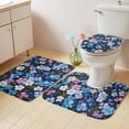 thumbnail image 4 of Pink Blue Floral Bathroom Rugs Set Spring Flower Green Leaf Plant Farmhouse Watercolor Non Slip Absorbent Bath Mats 3 Piece Set with Bathroom Rug, U-Shaped Floor Mat, Toilet Seat Cover Large Size, 4 of 9