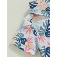 thumbnail image 6 of Wassery 2Pcs Toddler Boys Beach Outfits Tropical Leaf Print Short Sleeve Button Shirt + Shorts Set  6M 12M 18M 24M 3T 4T Boys Summer Casual Clothes, 6 of 8