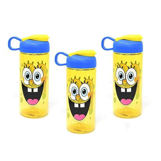 Botella de Agua Deportiva Zak Designs Nickelodeon Spongebob Amarillo Azul de 16 Onzas sin BPA Paquet