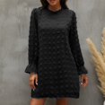 thumbnail image 4 of Vestido de bola de pelo de manga larga de primavera y otoño con cobertura encantadora de princesa de Color sólido con cuello redondo para mujer Fridja  NMB1257, 4 of 9
