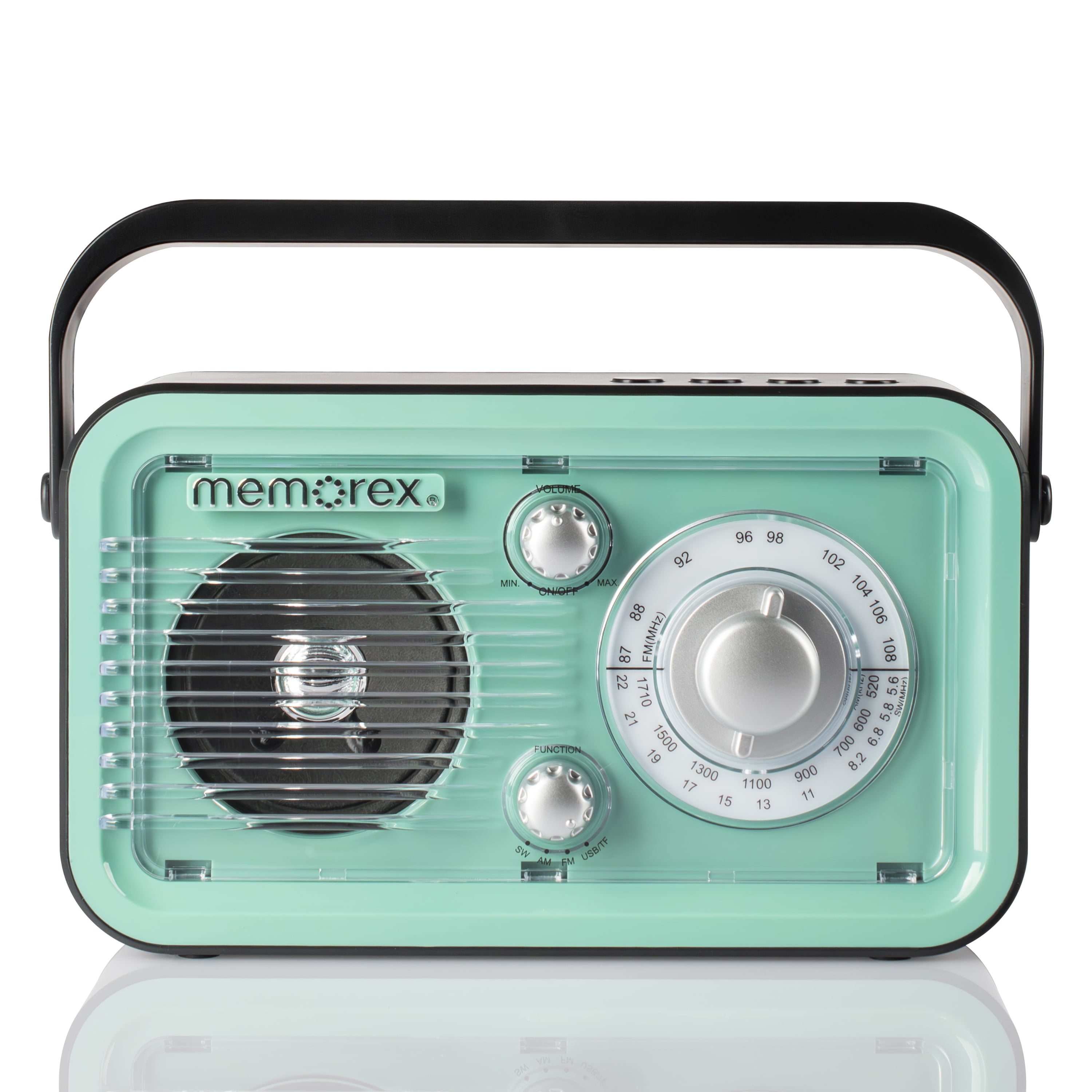 Memorex MX-BR100 | Retro Style Rechargeable AM/FM/Shortwave Radio | Tabletop Radio with TF Card & USB Playback, 2000mAh Battery | Rotary Telescopic Antenna