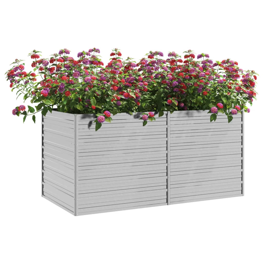 vidaXL Garden Raised Bed Galvanized Steel Silver Patio Flower Box Multi Sizes