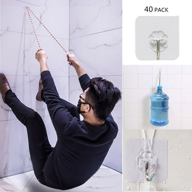40x Strong Transparent Suction Cup Sucker Wall Hooks Hanger For Kitchen Bathroom