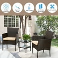 thumbnail image 4 of FDW Outdoor Patio Furniture Sets 3 Pieces Patio Set Wicker Bistro Set Rattan Chair Conversation Sets Garden Porch Furniture Sets for Yard and Bistro with Coffee Table,Brown, 4 of 7